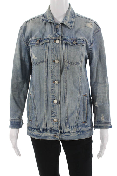 Madewell Womens Light Blue Cotton Collared Button Jacket Size XS