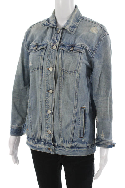 Madewell Womens Light Blue Cotton Collared Button Jacket Size XS