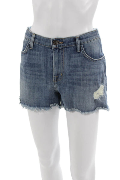 Current/Elliott Unisex Blue Button Cotton Stretch Shorts Size 27