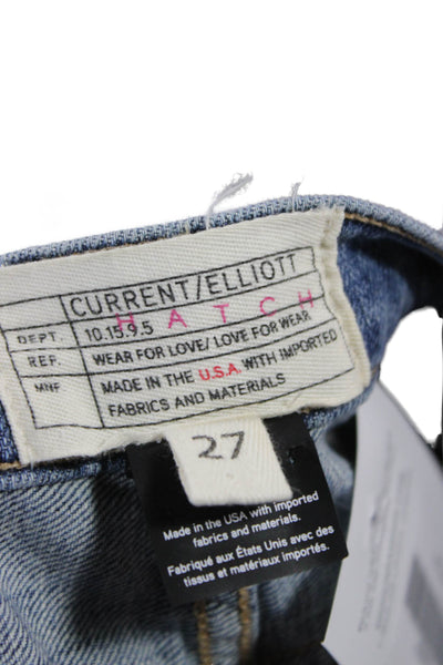 Current/Elliott Unisex Blue Button Cotton Stretch Shorts Size 27