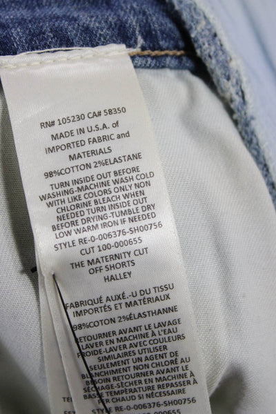 Current/Elliott Unisex Blue Button Cotton Stretch Shorts Size 27