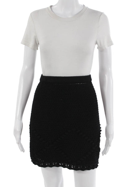 Paola Zuin Women Mini Straight Pencil Silk Black Skirt Size S