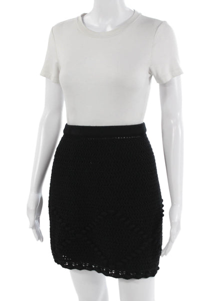 Paola Zuin Women Mini Straight Pencil Silk Black Skirt Size S