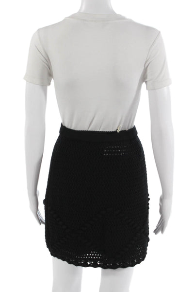 Paola Zuin Women Mini Straight Pencil Silk Black Skirt Size S