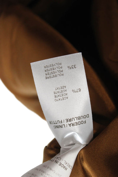 QL2 Womens Sheath Dress Brown Virgin Wool Zip Short Sleeve Knee Length Size 42