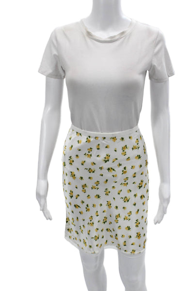 J Crew Women Straight Pencil Floral Viscose Skirt White Size XS