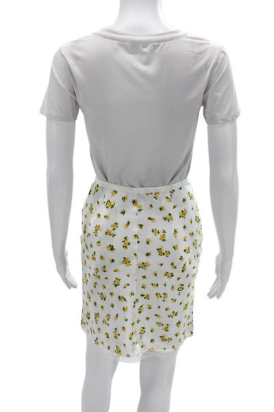 J Crew Women Straight Pencil Floral Viscose Skirt White Size XS