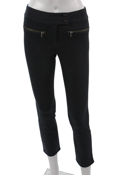 Veronica Beard Women Ankle Cropped Black Pants Button Size 0