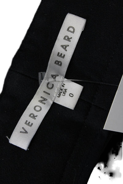 Veronica Beard Women Ankle Cropped Black Pants Button Size 0