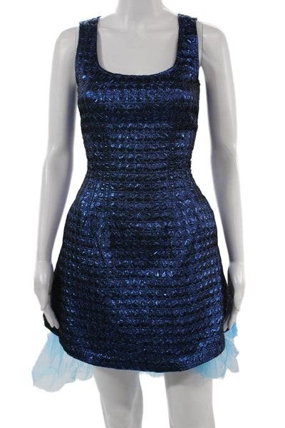 Betsey Johnson Women Fit & Flare Mini Dress Dark Blue Geometric Size 0