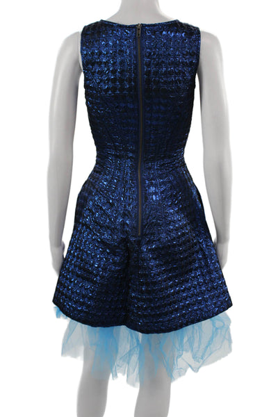 Betsey Johnson Women Fit & Flare Mini Dress Dark Blue Geometric Size 0