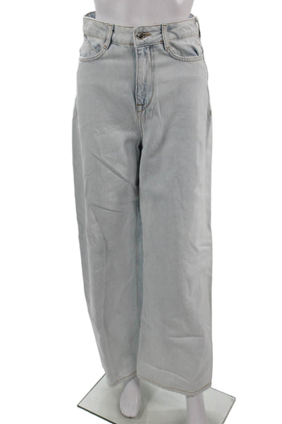 Zara Womens Wide Leg Jeans High Waist Light Blue Size 28
