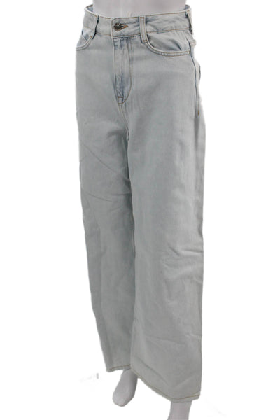 Zara Womens Wide Leg Jeans High Waist Light Blue Size 28