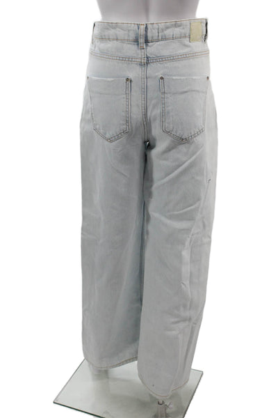 Zara Womens Wide Leg Jeans High Waist Light Blue Size 28