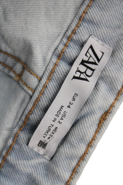 Zara Womens Wide Leg Jeans High Waist Light Blue Size 28