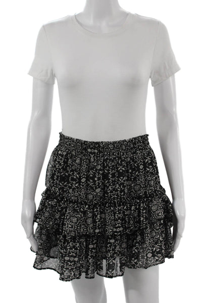 Misa Womens Peasant Mini Skirt Black Floral Viscose Size S