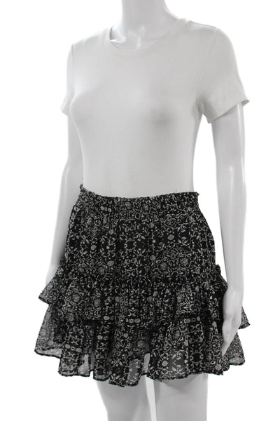 Misa Womens Peasant Mini Skirt Black Floral Viscose Size S