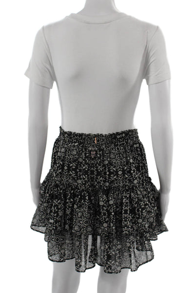 Misa Womens Peasant Mini Skirt Black Floral Viscose Size S