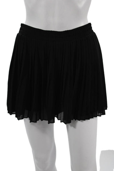 Sisley Womens Pleated Mini Skater Skirt Black Viscose Size S