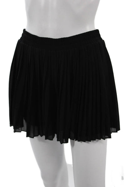 Sisley Womens Pleated Mini Skater Skirt Black Viscose Size S
