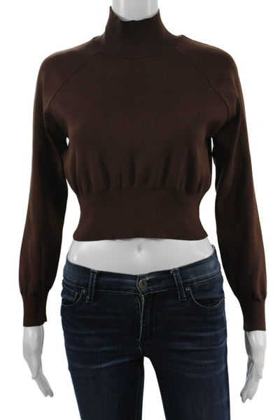 Zara Unisex Pullover Sweater Brown Mock Neck Long Sleeve Size S