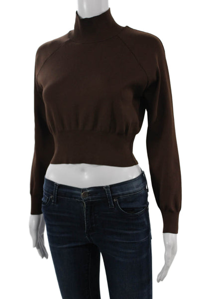 Zara Unisex Pullover Sweater Brown Mock Neck Long Sleeve Size S