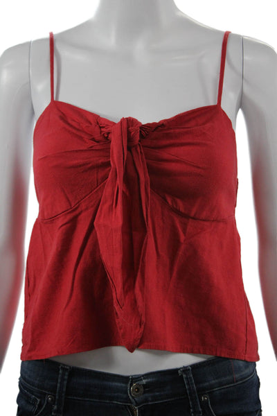 John Galt Womens Red Cropped Camisole Tie Front Poly Rayon Boho Size One Size