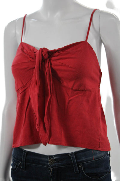 John Galt Womens Red Cropped Camisole Tie Front Poly Rayon Boho Size One Size