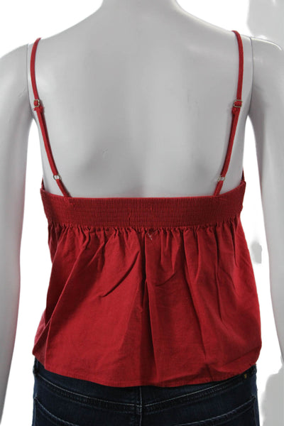 John Galt Womens Red Cropped Camisole Tie Front Poly Rayon Boho Size One Size