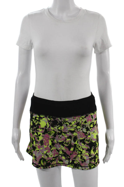 Lululemon Women Floral Black Nylon Blend Skort Short Size S