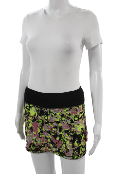 Lululemon Women Floral Black Nylon Blend Skort Short Size S