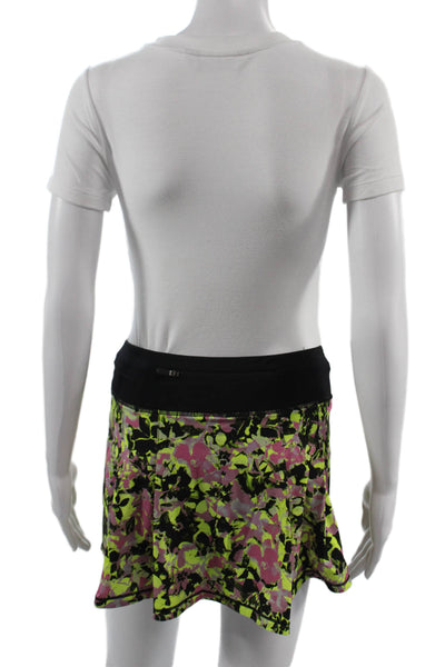 Lululemon Women Floral Black Nylon Blend Skort Short Size S