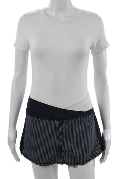 Lululemon Women Skort Dark Blue Striped Short Size 4