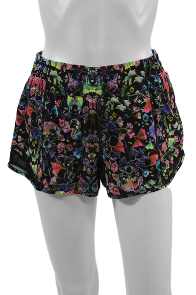 Lululemon Womens Black Floral Nylon Blend Shorts Spring Size XS