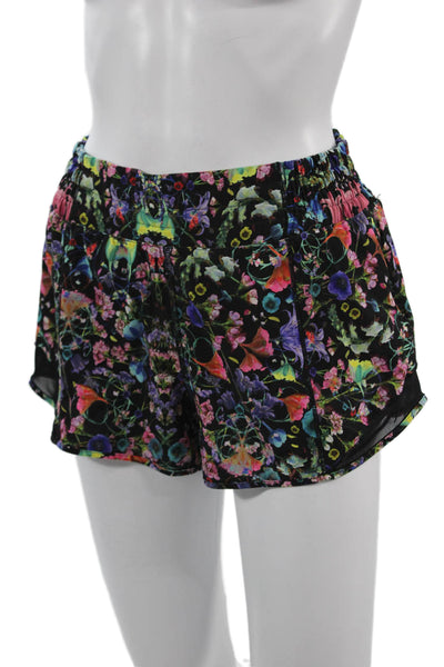 Lululemon Womens Black Floral Nylon Blend Shorts Spring Size XS