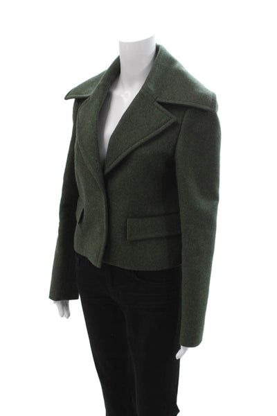 Altuzarra Women Pea Coat Green Collared Button Long Sleeve Size 38