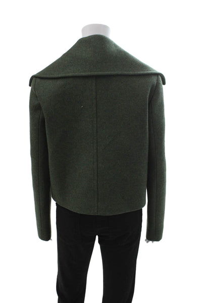 Altuzarra Women Pea Coat Green Collared Button Long Sleeve Size 38