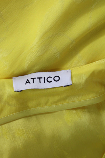 Attico Women Yellow V Neck Maxi Kaftan Dress Long Sleeve Viscose Silk Size 44