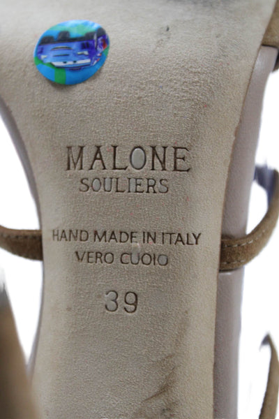 Malone Souliers Womens Suede Fringe Slingbacks Sandal Heels Brown Size 39 9