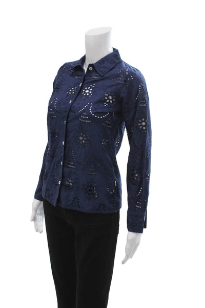 Molo Girls Cotton Collared Long Sleeve Button-Down Shirt Blue Size 10