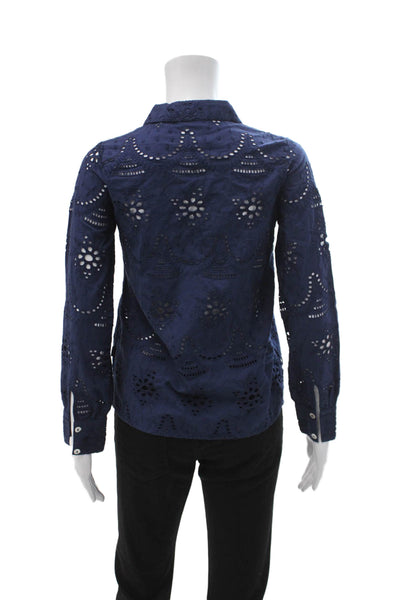Molo Girls Cotton Collared Long Sleeve Button-Down Shirt Blue Size 10