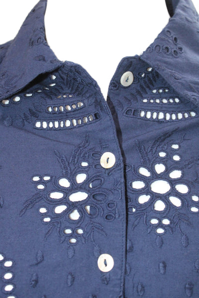 Molo Girls Cotton Collared Long Sleeve Button-Down Shirt Blue Size 10