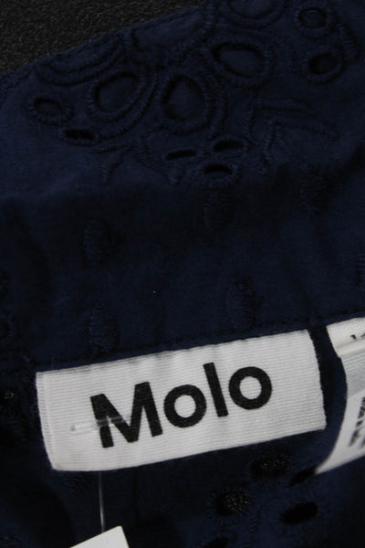 Molo Girls Cotton Collared Long Sleeve Button-Down Shirt Blue Size 10