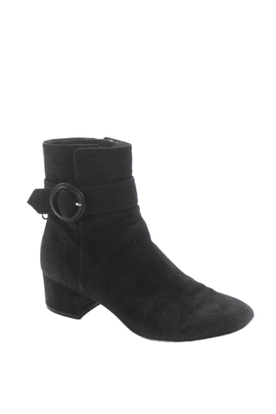 Gianvito Rossi Womens Suede Belted Zip Up Ankle Boots Black Size 37.5 7.5