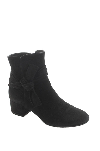 Gianvito Rossi Womens Suede Twist Knot Ankle Boots Black Size 36.5 6.5