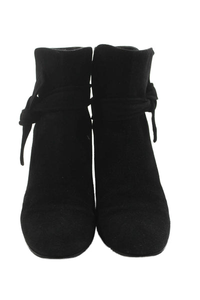 Gianvito Rossi Womens Suede Twist Knot Ankle Boots Black Size 36.5 6.5