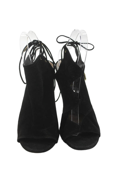 Aquazzura Womens Suede Open Toe Slingbacks Ankle Boots Black Size 39 9