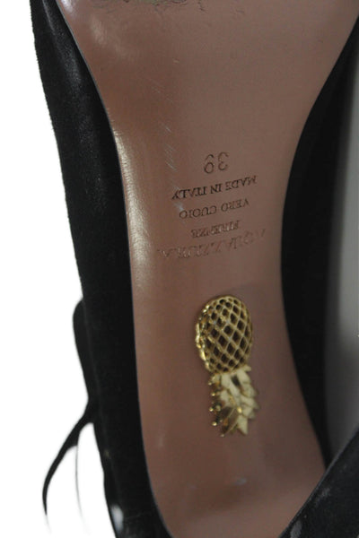 Aquazzura Womens Suede Open Toe Slingbacks Ankle Boots Black Size 39 9