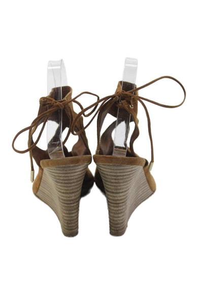 Aquazzura Womens Suede Slingbacks Wedge Sandals Brown Size 40 10
