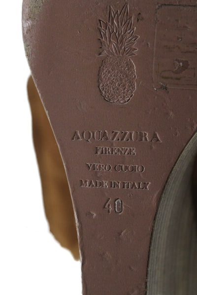 Aquazzura Womens Suede Slingbacks Wedge Sandals Brown Size 40 10